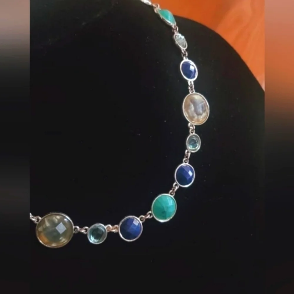 Sky Blue and Light green Crystal Like Bead Necklace. 🌴